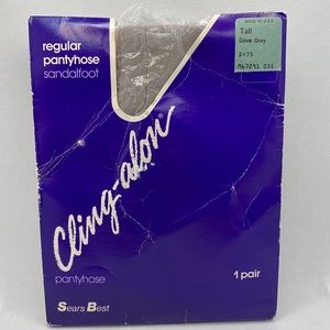 Vintage Sears Cling-alon Regular Pantyhose Nylons Tall Dove Grey Sandalfoot